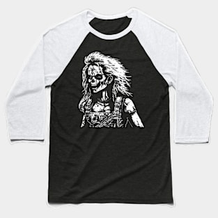 Metalhead GIrl Skull Baseball T-Shirt